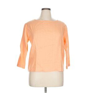 Offon Classic Oversized 3/4 Sleeve Linen Blouse‎ Orange Apricot Large